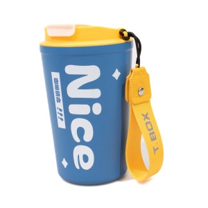 Cana termos pentru cafea, otel inoxidabil, 380ml, albastru cu galben