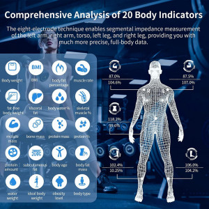Cantar de analiza corporala cu aplicație Fitdays si senzor de mana Lepulse, ABS, alb/negru, 19 date de masurare