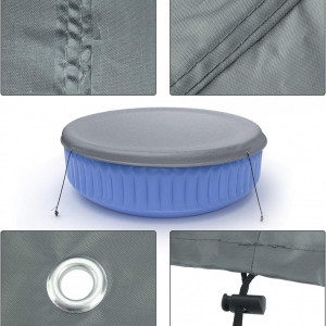 Capac de protectie pentur piscina Laxllent, rostund, tesatura oxford, gri, 280 cm - Img 3