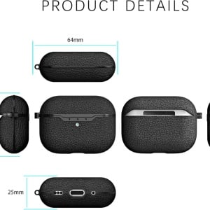 Carcasa de protectie pentru Airpods Pro 2 2022 Akabeila, silicon/metal, albastru inchis, 6,4 x 2,5 x 4,9 cm