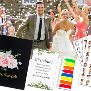 Carte de oaspeti cu autocolante pentru nunta TAOPE, hartie, multicolor, 21 x 21,5 x 1,6 cm - Img 2