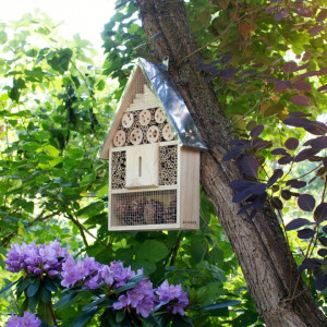 Casa pentru albine Navaris, lemn/metal, natur/argintiu, 23 x 7 x 40 cm - Img 8