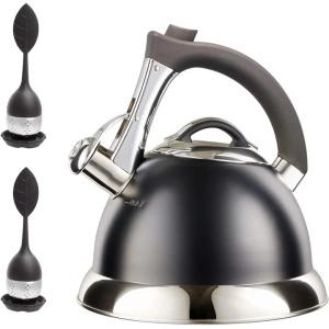 Ceainic cu fluier, Otel inoxidabil, 2.8 L, 2 Infuzoare, Maner iCool, Negru, Resigilat, Grad A