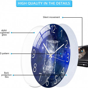 Ceas de perete Cooltto, sticla/metal, albastru inchis/alb, 26 x 26 x 0,4 cm - Img 8