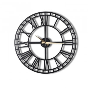 Ceas de perete Odelina, metal, negru, 70 x 70 x 0,2 cm