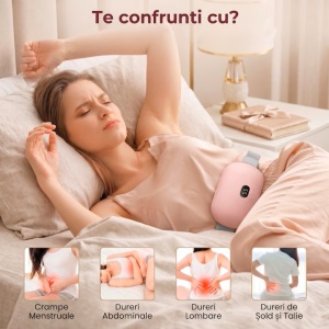 Centura Termica si Aparat Masaj Abdominal / Lombar Clavi, 5 Trepte Caldura + 5 Moduri Vibratie, Baterie 2000mAh, Ecran LED, Roz - Verificat A · Re-Bloom - Img 2