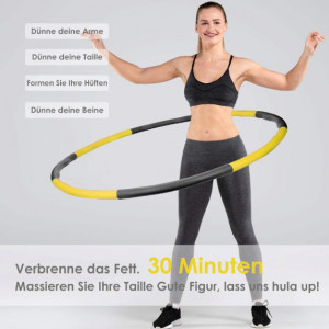 Cerc pentru fitness/masaj Kuyou, metal/spuma, galben/roz, 88 cm