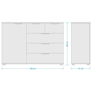 Comoda Gibraltar, PAL, natur/gri grafit, 130 x 90 x 41 cm