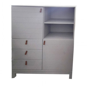 Comoda inalta by Home Affaire, lemn masiv, gri, 120 x 35 x 100 cm - Img 1