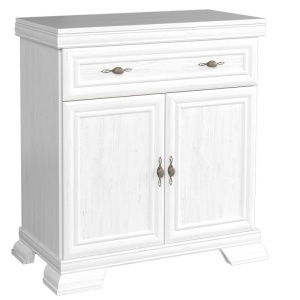 Comoda living VM1, 2 usi, sertar, Alb Antichizat, 88 x 46 x 97 cm - Img 1