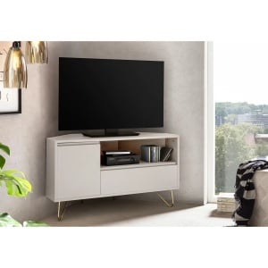 Comoda TV Loftscape, MDF/metal, alb/auriu, 100 x 58 x 50 cm