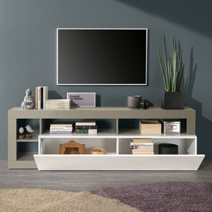 Comoda TV Lowboard LC, MDF, gri/alb, 58 x 184 x 35 cm