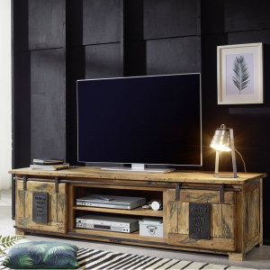 Comoda TV Mabe, lemn masiv, maro, 180 x 50 x 55 cm - Img 1