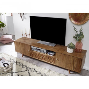 Comoda TV Mosayk, maro, lemn masiv, 195 x 48 x 40 cm - Img 3