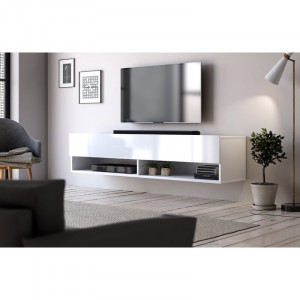 Comoda TV Wescott, 30x140 x31 cm, alb mat / alb negru - Img 2