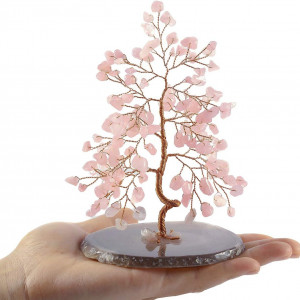 Copac cu pietre pretioase JSDDE, cuart, roz, 11 x 9 cm - Img 2