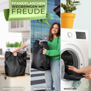 Cos de depozitare pentru sticle Glückstoff®, poliester/bambus, bej/natur, 70 x 41 x 33,5 cm