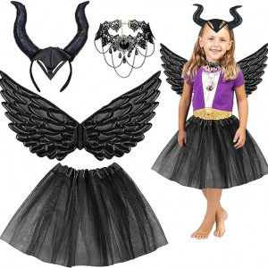 Costum de Halloween pentru fetite, negru ,textil
