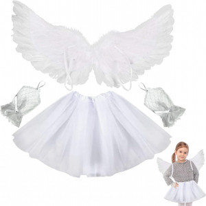 Costum de inger pentru copii Barvere, 4 piese, textil, alb, 40 x 60 cm