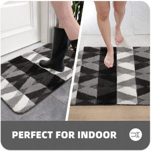 Covor de intrare Color&Geometry, poliester, gri/negru/alb, 50 x 80 cm