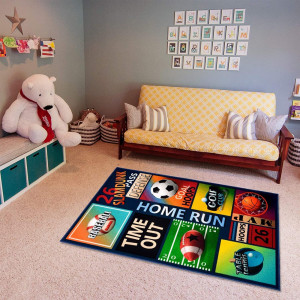 Covor pentru camera copiilor Kapler, cauciuc/textil, multicolor, 150 x 80 cm - Img 4