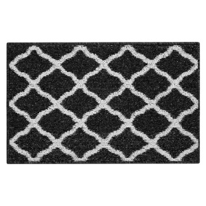 Covoras antiderapant Homodeco, cauciuc/poliester, alb/negru, 60 x 90 cm - Img 1