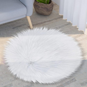 Covoras de blana pentru scaun Sibba, poliester, alb, 30 x 30 cm 