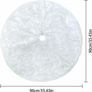 Covoras de plus pentru bradul de Craciun YXHZVON, blana sintetica, alb, 90 cm - Img 7