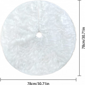 Covoras pentru bradul de Craciun YXHZVON, blana ecologica, alb, 78 cm - Img 7