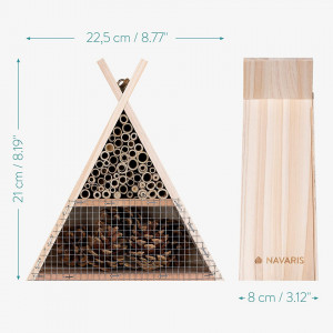 Cuib pentru albine Navaris, lemn/metal, natur, 22.5 x 21 x 8 cm - Img 5