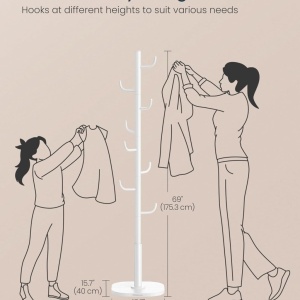 Cuier Songmics, otel/MDF, alb, 40 x 40 x 175,3 cm, Resigilat, Grad A - Img 2