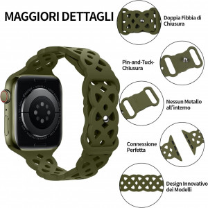 Curea compatibila cu Apple Watch Nepfaivy, silicon, verde - Img 3