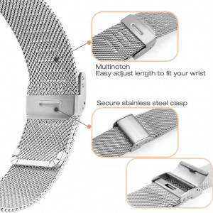 Curea de schimb pentru ceas inteligent YGRY, otel inoxidabil, argintiu, 22 mm - Img 6