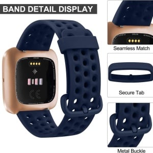 Curea pentru Fitbit Versa 2/Versa Lite Vancle, silicon, albastru marin