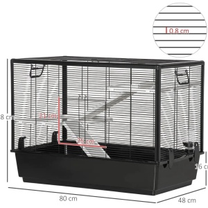 Cusca pentru rozatoare, otel/polipropilena, negru, 80 x 48 x 58 cm, Resigilat, Grad A - Img 3