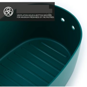 Cutie paine din polipropilena cu capac din bambus, tocator, DOLCE MARE, 38.1x25.4x15.2 cm, dreptunghiulara, Verde