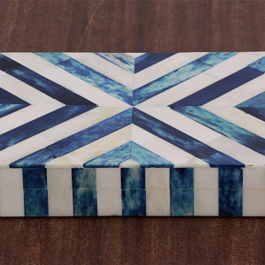 Cutie pentru bijuterii Artizanat Home, lemn/MDF, alb/albastru, 17,7 x 10 x 2,5 cm - Img 3