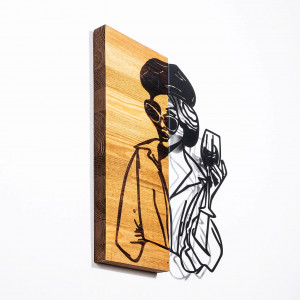 Decor de perete Metro Lane, model femeie, lemn/metal, maro/negru, 39 x 3 x 50 cm