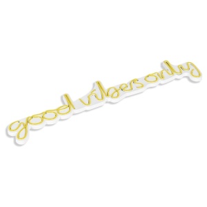 Decor de perete Re-Bloom, Good Vibes Only, galben/alb, 79 x 19 x 2 cm - Img 2