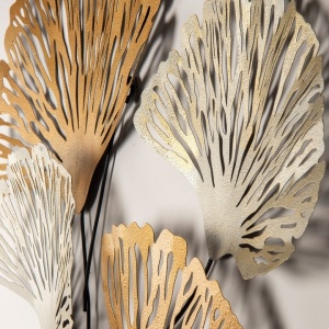 Decor de perete Re-Bloom, model floral, metal, portocaliu/alb/gri, 75 x 5 x 100 cm - Img 2