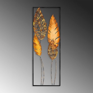 Decor de perete Re-Bloom, model frunze, metal, multicolor, 32 x 90 cm - Img 2