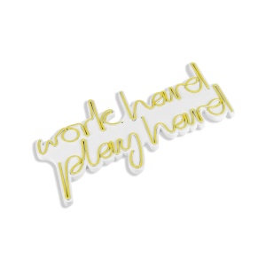 Decor de perete Re-Bloom, Work Hard Play Hard, LED, PVC, alb/galben, 55 x 36 x 2 cm - Img 2