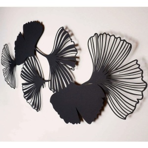 Decor perete model frunze, metal, 98x51 cm, negru - Verificat A · Re-Bloom - Img 5