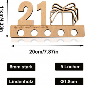 Decoratiune aniversara pentru 21 de ani Anyunkey, lemn, maro, 20 x 11 cm - Img 5