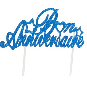 Decoratiune pentru decorare tort AILEXI, albastru, hartie, 21 x 13,7 cm