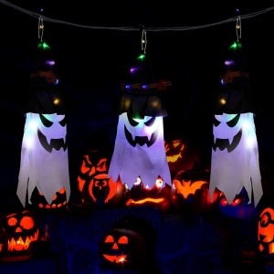 Decoratiune pentru Halloween Colmanda, model fantoma, LED, plastic, 3 m