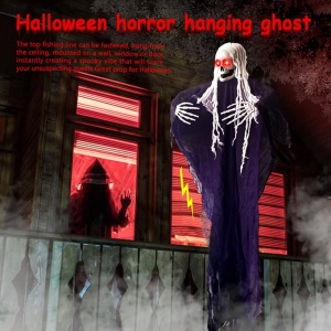 Decoratiune pentru Halloween Yomiqiu, LED, plastic/PVC, mov/alb, 180 x 132 cm