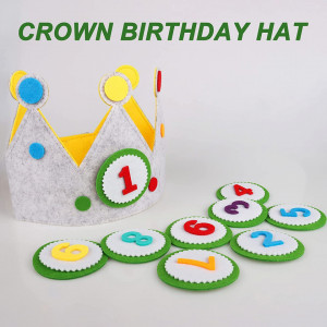Decoratiuni aniversare pentru copii cu coroana si numere Gxhong , textil, multicolor, 58 x 18,5 cm - Img 5