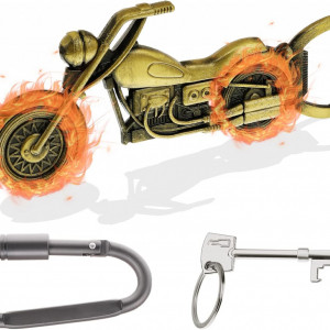 Deschizator de sticle Pwsap, model motocicleta, aliaj de zinc, auriu, 12 cm