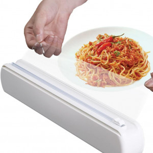 Dispenser folie alimentara STOAT, polietilena/otel inoxidabil, alb, 37 x 5 cm